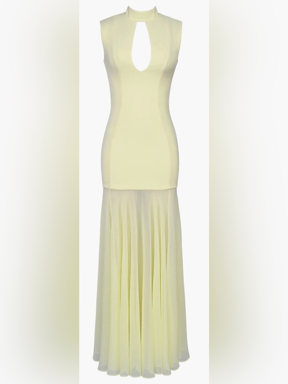 NEW HOUSE OF CB Raphaella Sleeveless Stretch Crepe Yellow butter Gown sz XS - Picture 4 of 10